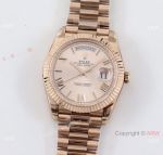Swiss Copy Rolex Daydate 40 TWS eta2836 watch on Rose Gold Roman Numeral Dial